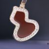 692fd86d99f2d84055c8aca8 Large Red Agate Gourd Necklace in V-Gold Plated 18K Thick Gold