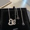 New Arrival Qeeli* Double Gourd Full Diamond Pendant Necklace, Rose Gold/Silver