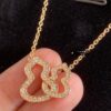 New Arrival Qeeli* Double Gourd Full Diamond Pendant Necklace, Rose Gold/Silver