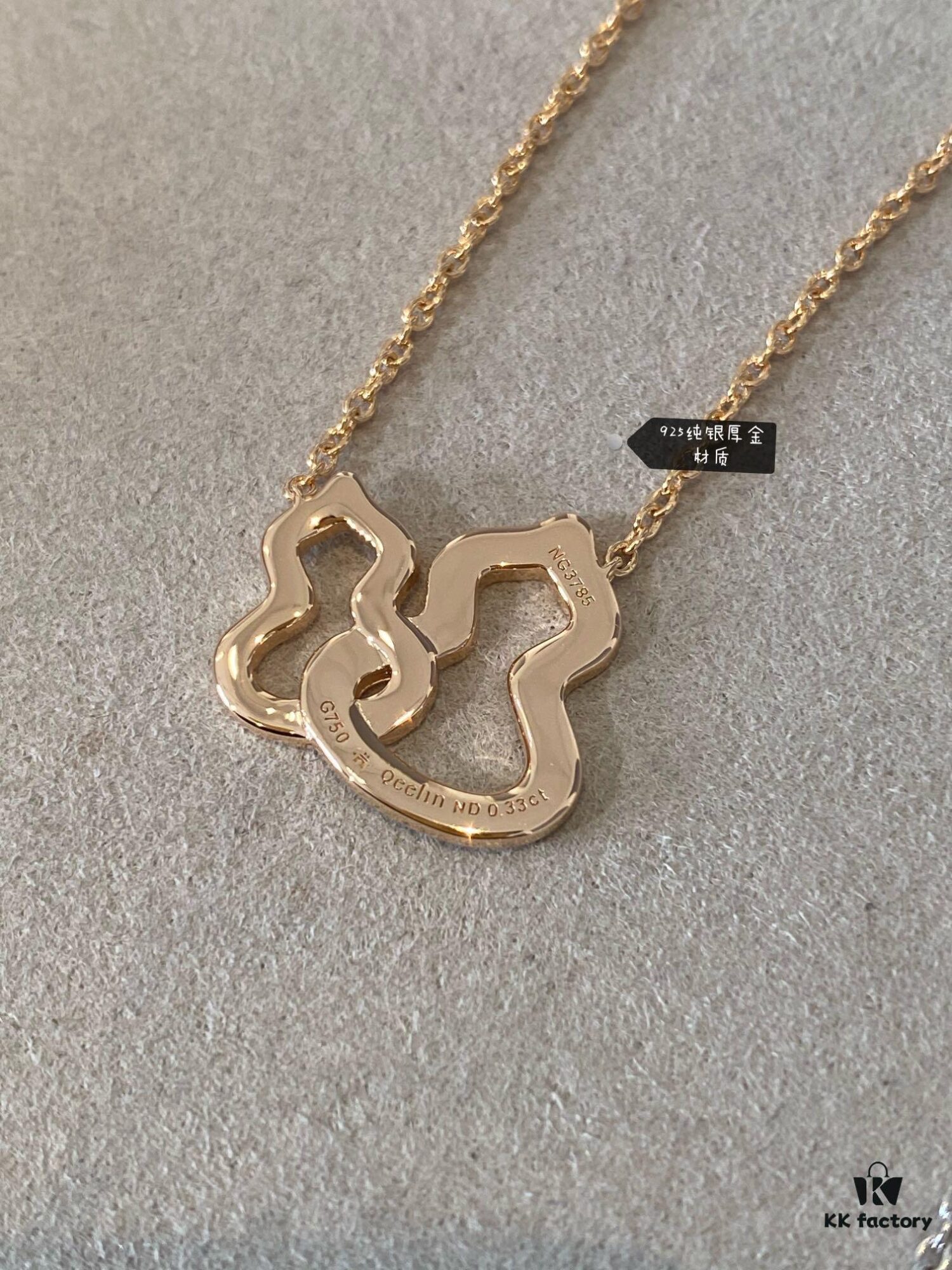 New Arrival Qeeli* Double Gourd Full Diamond Pendant Necklace, Rose Gold/Silver