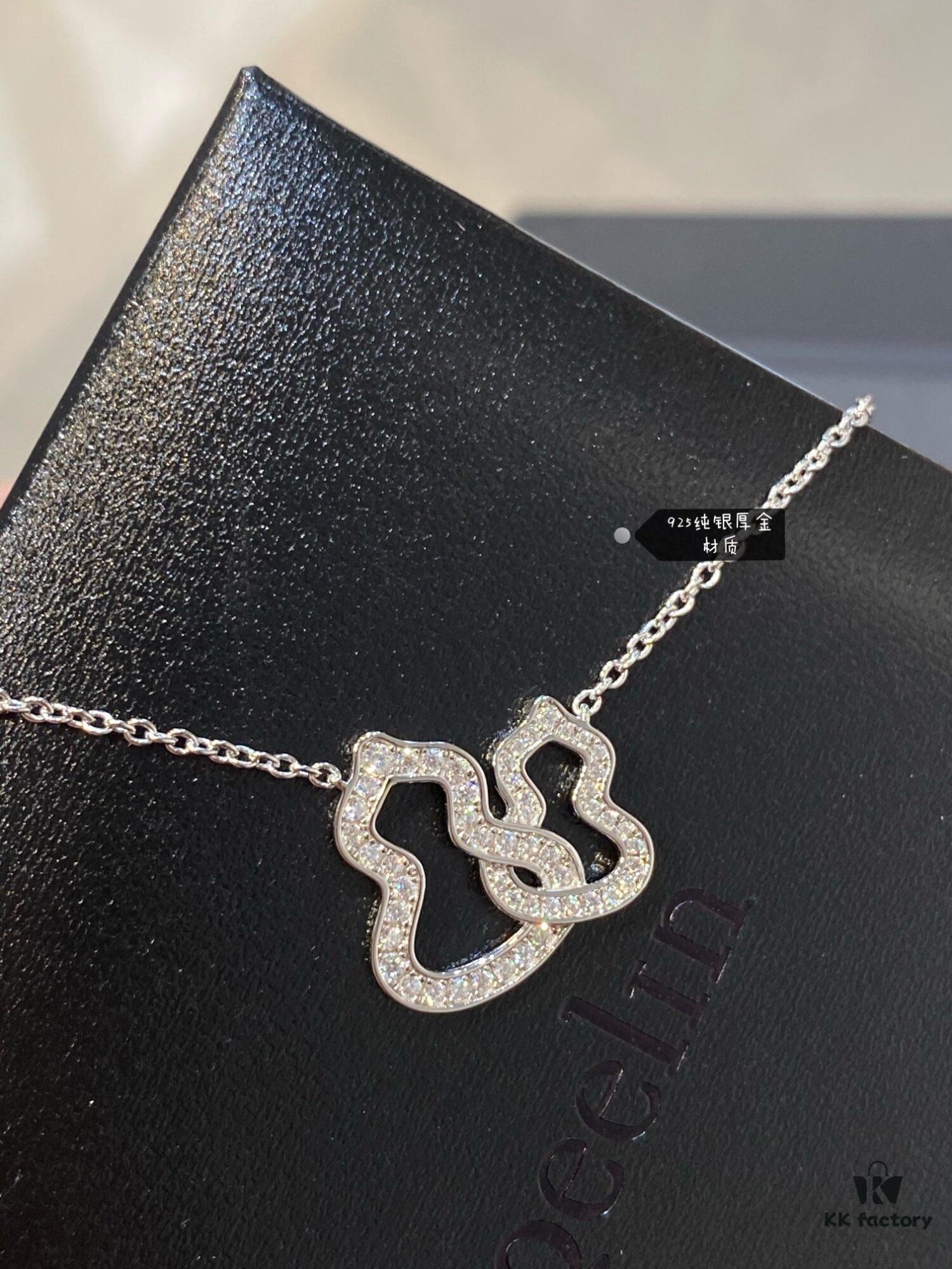 New Arrival Qeeli* Double Gourd Full Diamond Pendant Necklace, Rose Gold/Silver