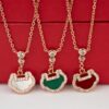 692fd8b699f2d84055c8ad2e Qeelin Kirin Yu Yi Series Pendant Necklace – S925 Silver with Natural Carnelian, Mother of Pearl, and 18K Rose Gold Chain
