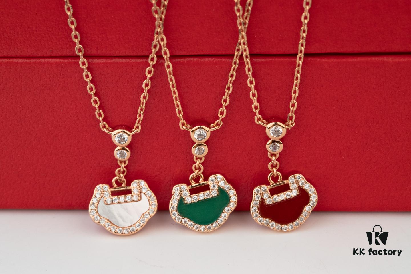 692fd8b699f2d84055c8ad2e Qeelin Kirin Yu Yi Series Pendant Necklace – S925 Silver with Natural Carnelian, Mother of Pearl, and 18K Rose Gold Chain