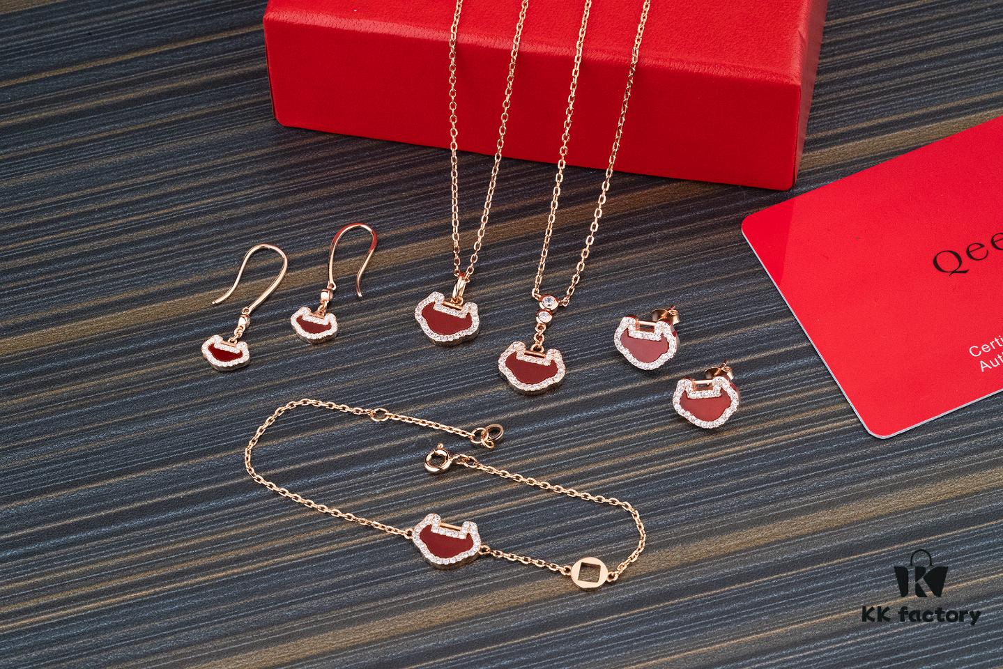 692fd8c599f2d84055c8ad41 Qeelin Kirin Yu Yi Series Pendant Necklace – S925 Silver with Natural Carnelian, Mother of Pearl, and 18K Rose Gold Chain