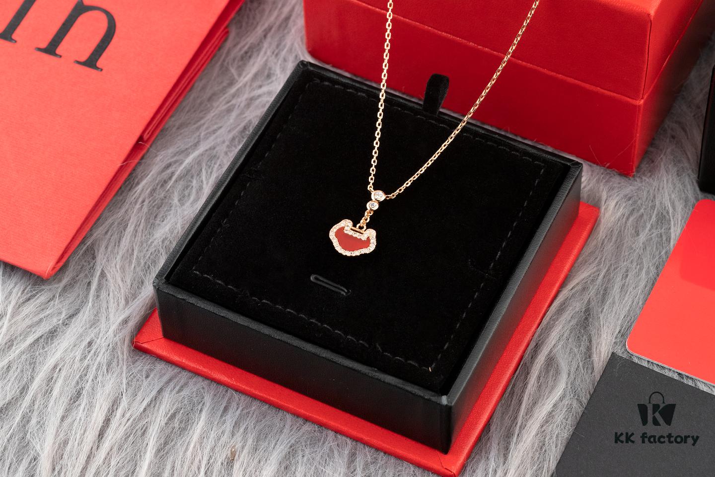 692fd8c699f2d84055c8ad42 Qeelin Kirin Yu Yi Series Pendant Necklace – S925 Silver with Natural Carnelian, Mother of Pearl, and 18K Rose Gold Chain
