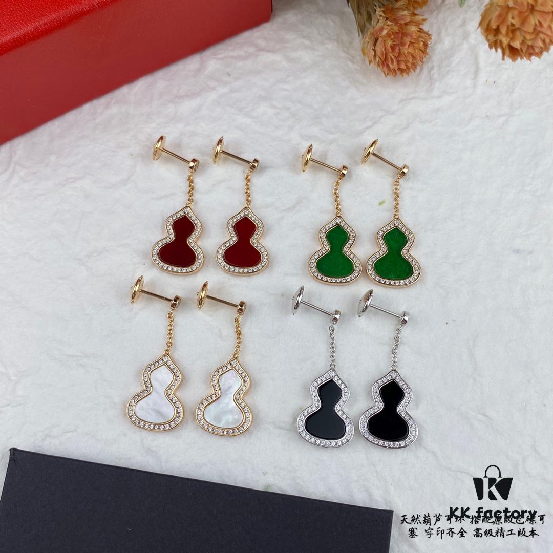 692fd8da99f2d84055c8ad6b V Gold Material Kylin Large Gourd Earrings with Original UFO Ear Plugs, High Aesthetic Appeal, Excellent Fit, Versatile Style, Thick Gold Plating with Real Gold Texture, Eight Hearts and Eight Arrows High-Carbon Diamonds, Small and Exquisite, Perfect to Pass as Real Gold