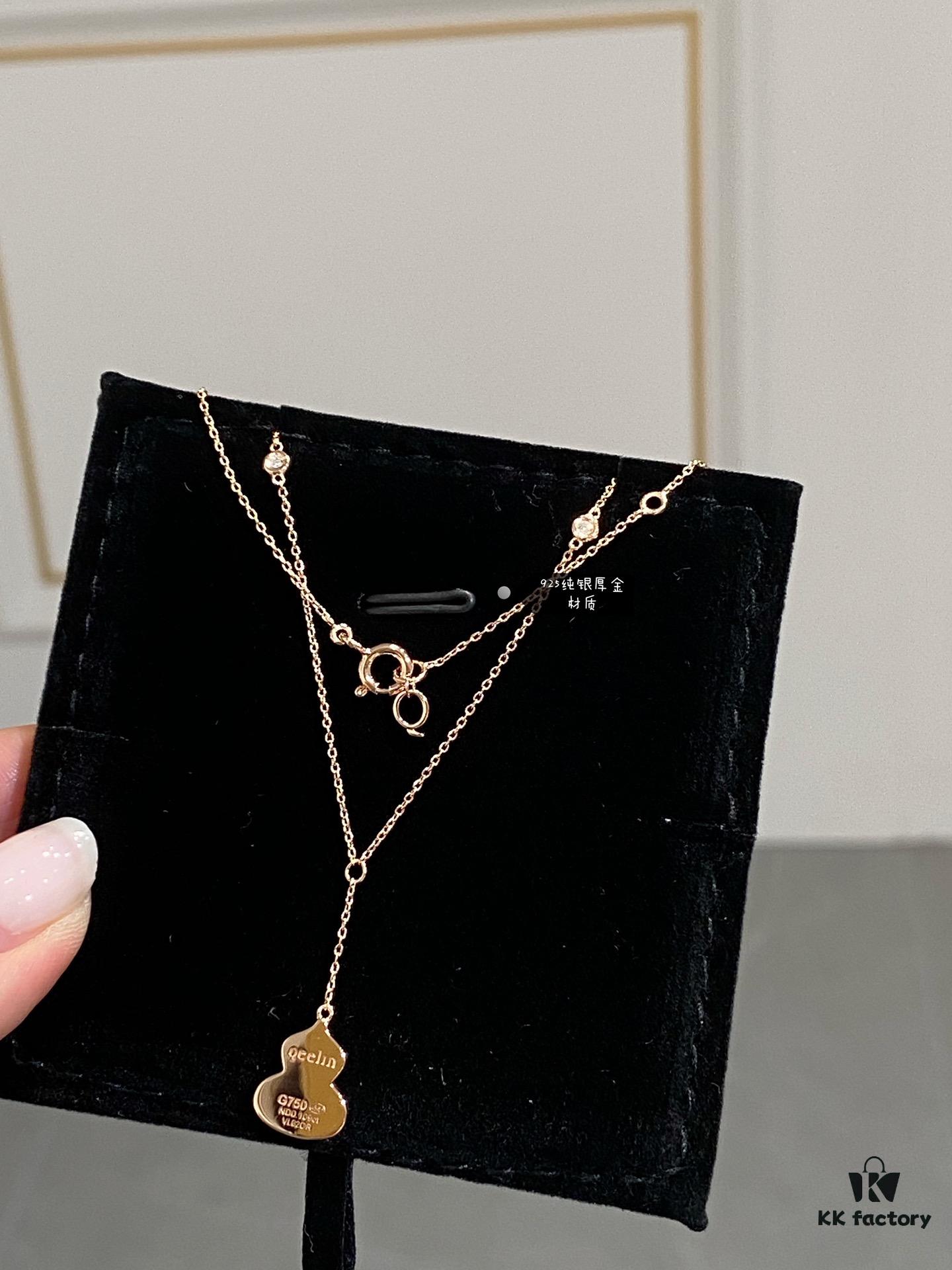 692fd90899f2d84055c8adb7 New Arrival, Qeeli Kylin Wulu Limited Edition Pink Pearl Gourd Necklace & Bracelet, Romantic Rose Gold Chain with Sparkling Diamond Accents