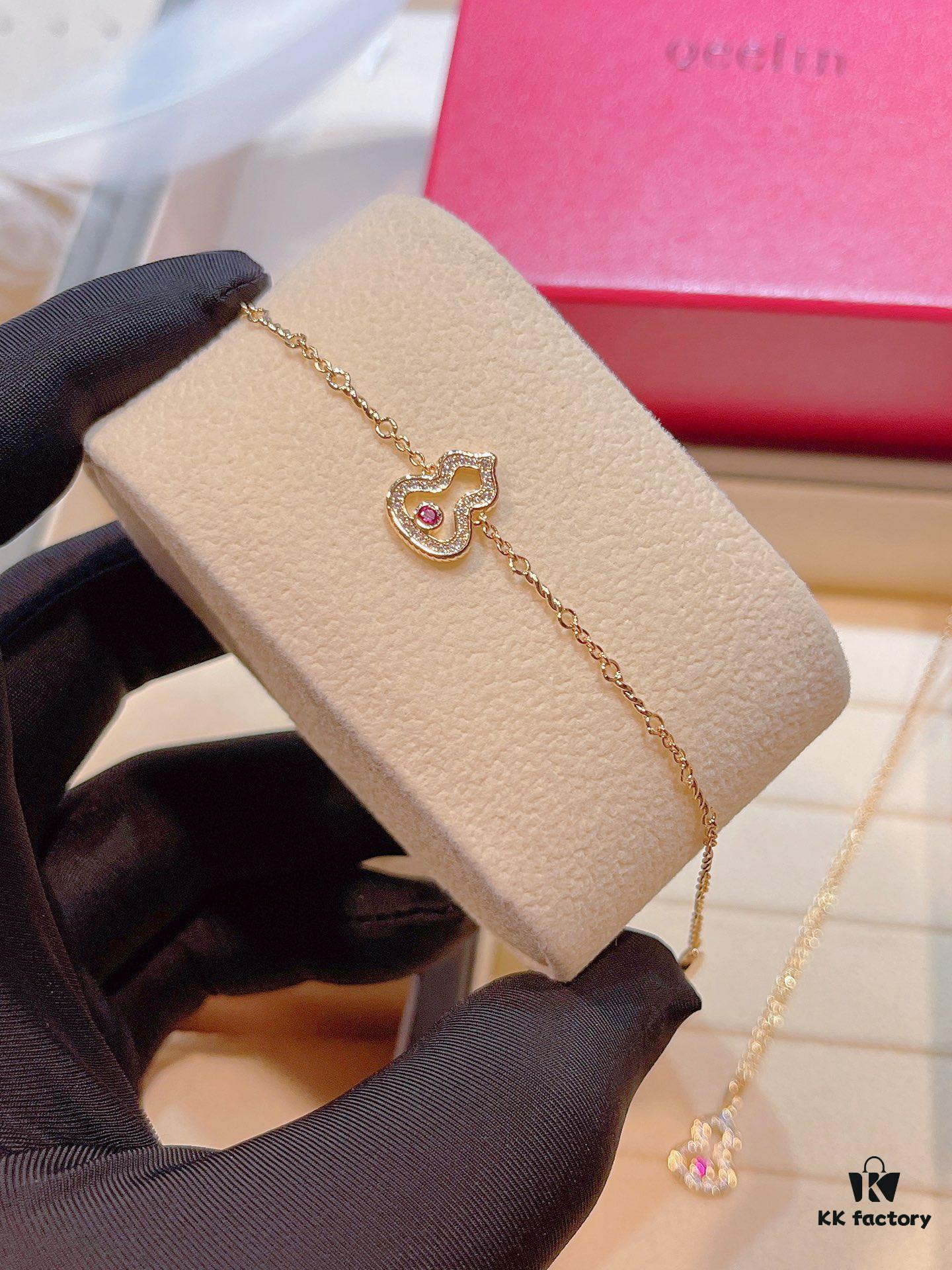 692fd90a99f2d84055c8adbc Brand New Wulu Legend Series Gourd Bracelet, Rose Gold with Ruby Accents, Elegant and Radiant Design