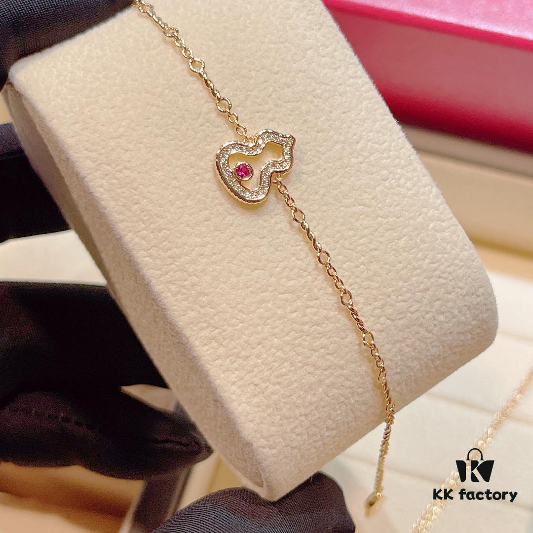 692fd90b99f2d84055c8adbd Brand New Wulu Legend Series Gourd Bracelet, Rose Gold with Ruby Accents, Elegant and Radiant Design