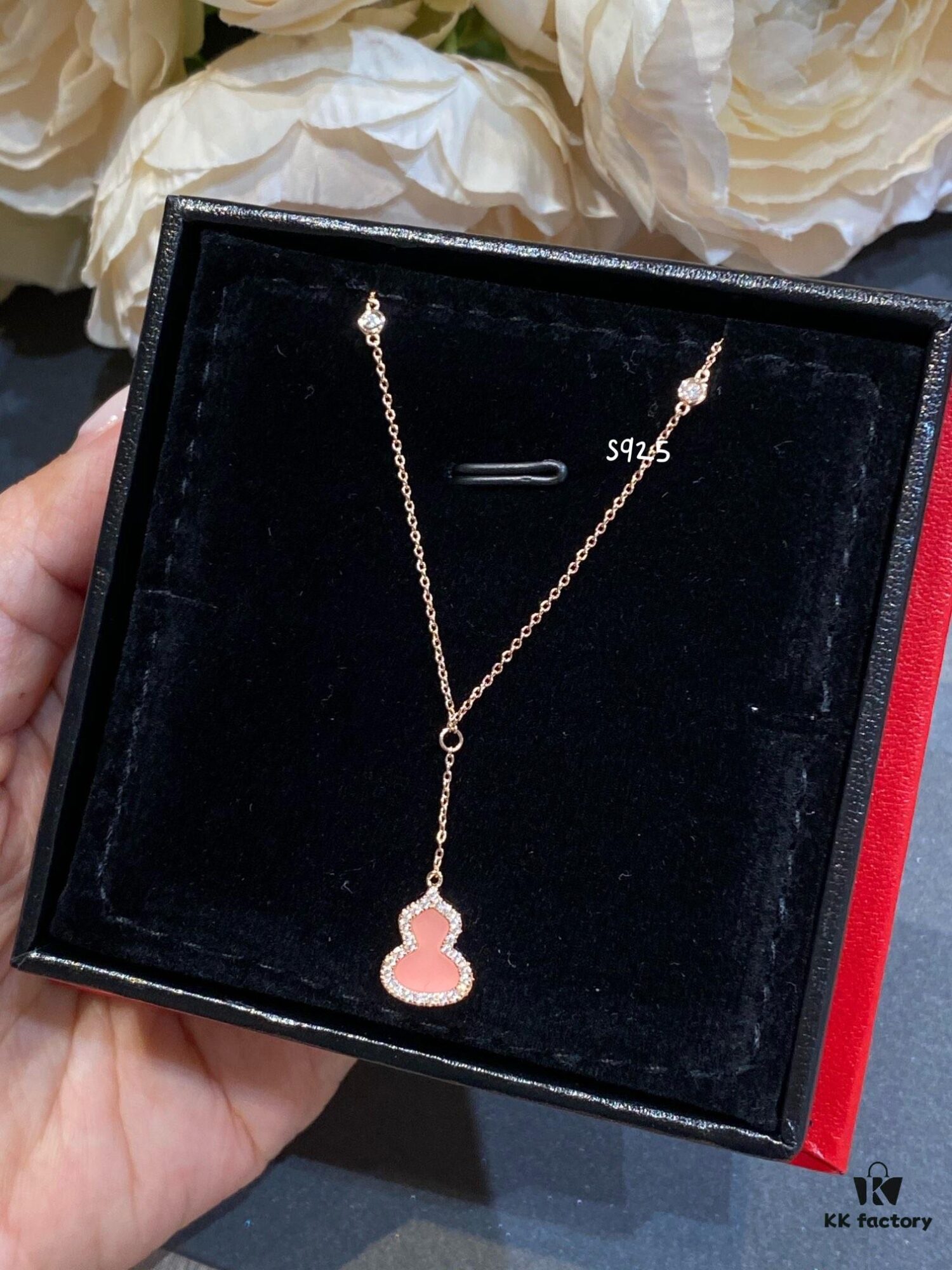 692fd90c99f2d84055c8adbe New Arrival, Qeeli Kylin Wulu Limited Edition Pink Pearl Gourd Necklace & Bracelet, Romantic Rose Gold Chain with Sparkling Diamond Accents