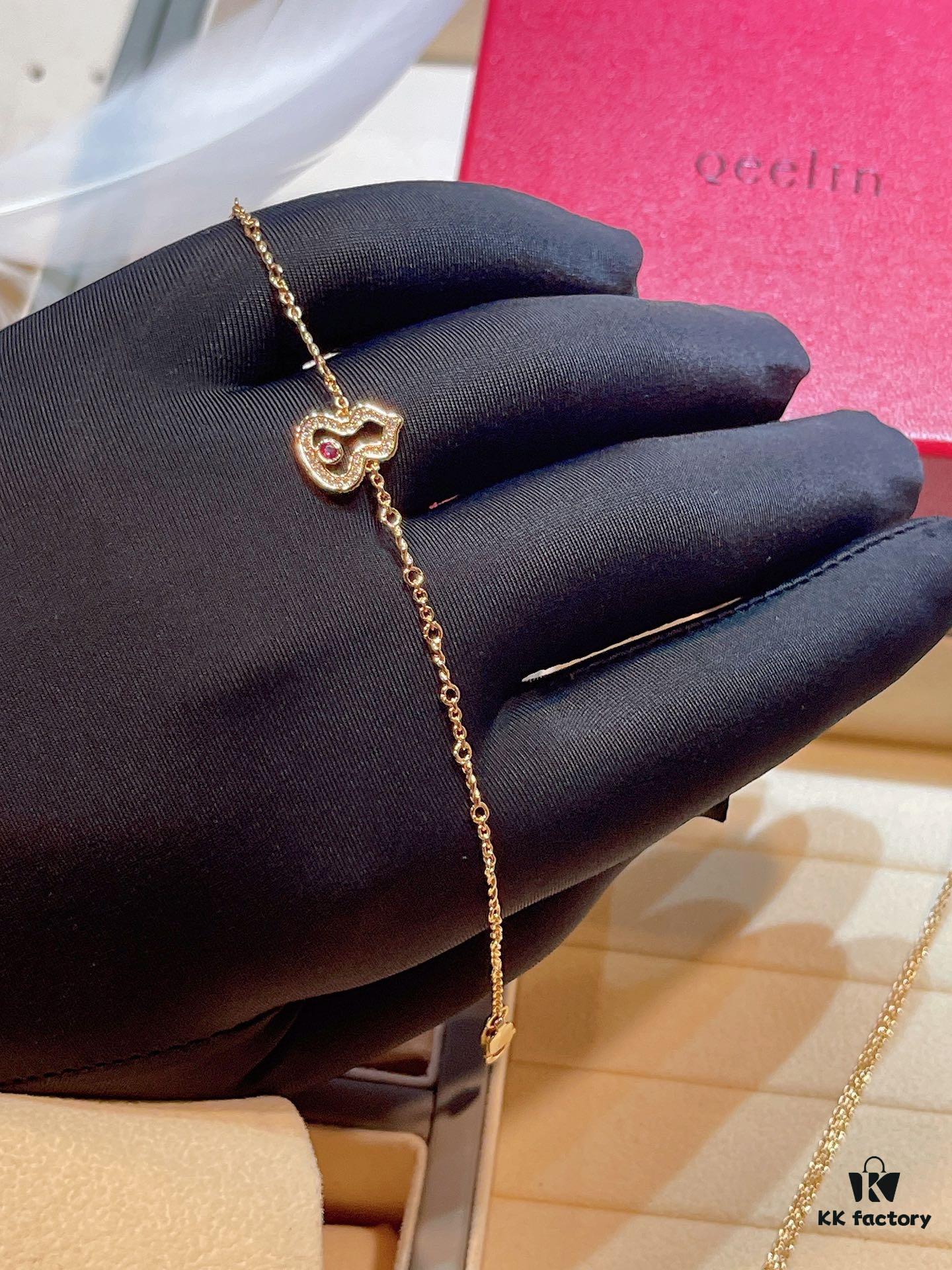 692fd90e99f2d84055c8adc1 Brand New Wulu Legend Series Gourd Bracelet, Rose Gold with Ruby Accents, Elegant and Radiant Design
