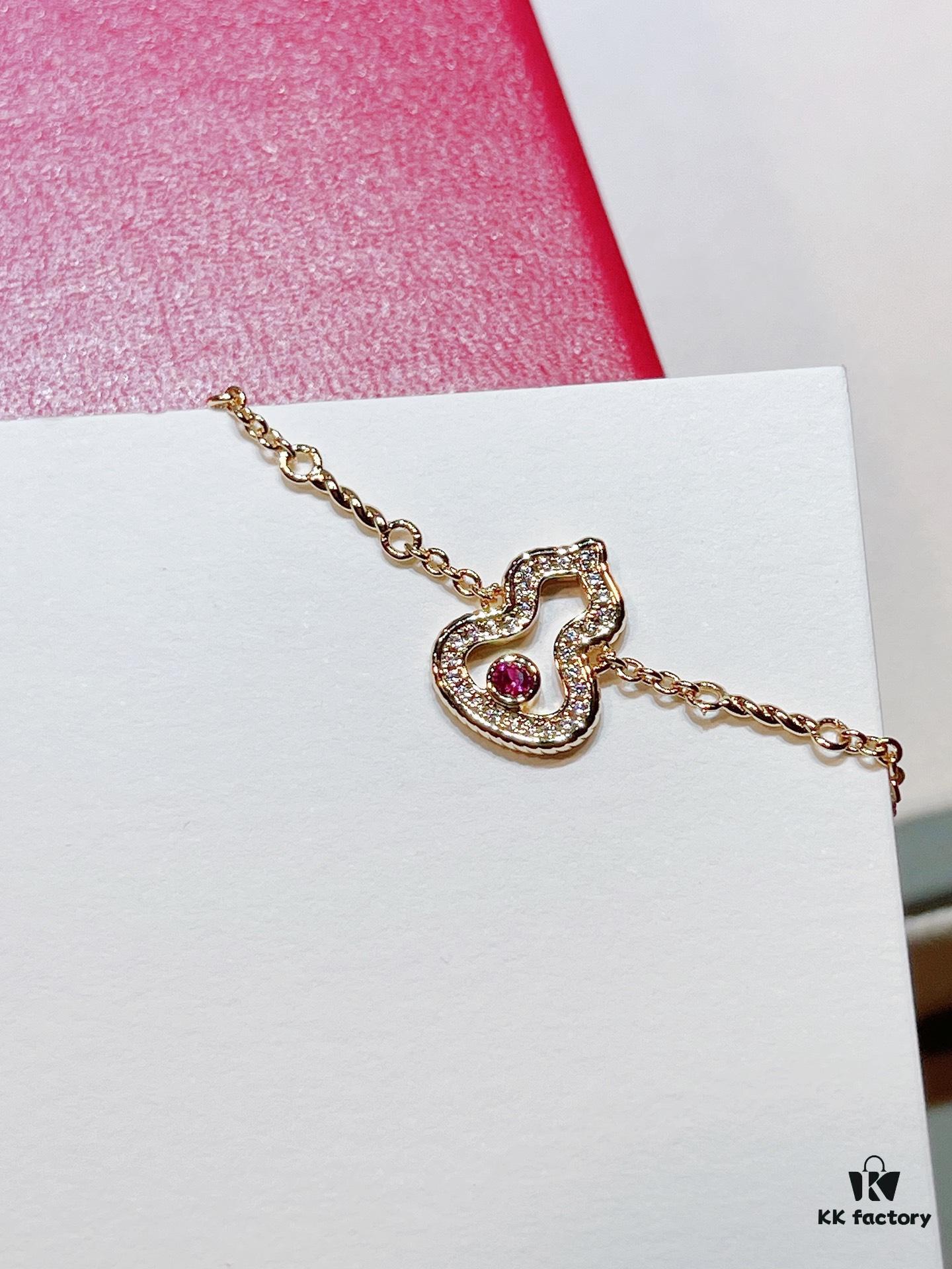 692fd90f99f2d84055c8adc3 Brand New Wulu Legend Series Gourd Bracelet, Rose Gold with Ruby Accents, Elegant and Radiant Design