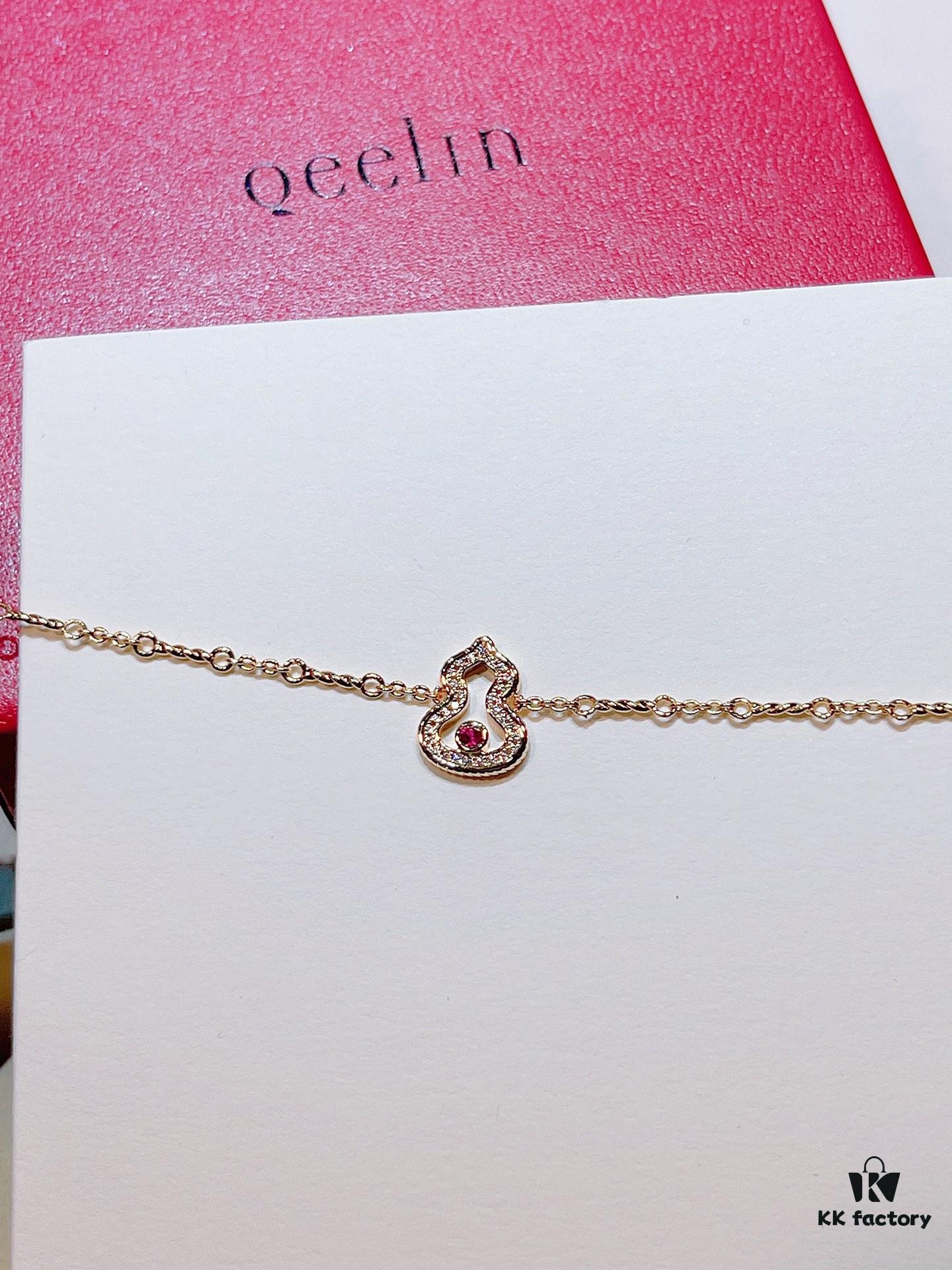692fd90f99f2d84055c8adc4 Brand New Wulu Legend Series Gourd Bracelet, Rose Gold with Ruby Accents, Elegant and Radiant Design