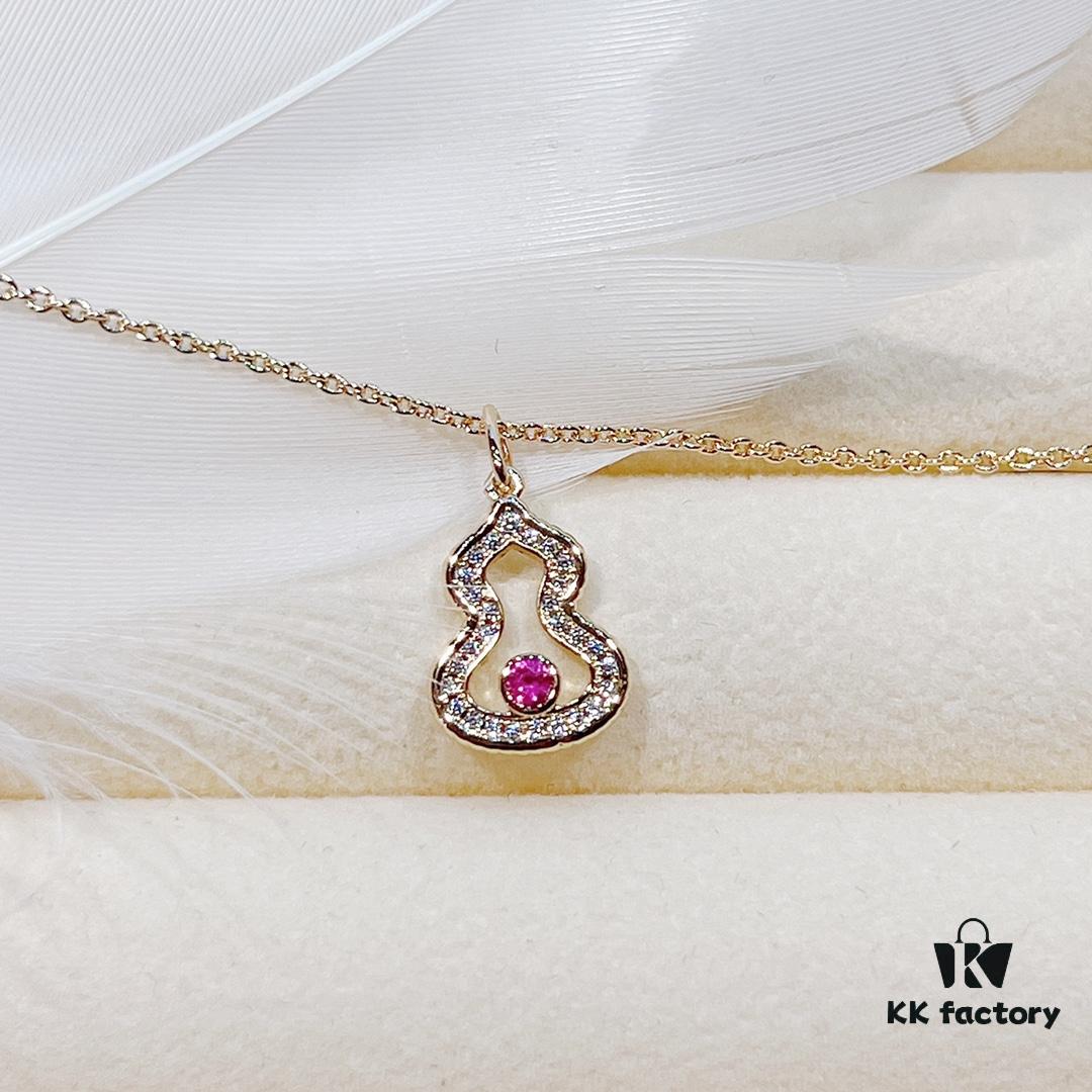 692fd91299f2d84055c8adc7 Brand New Wulu Legend Series Gourd Necklace, Rose Gold with Rubies, 40cm Elegant Layering Pendant for Delicate Sophistication