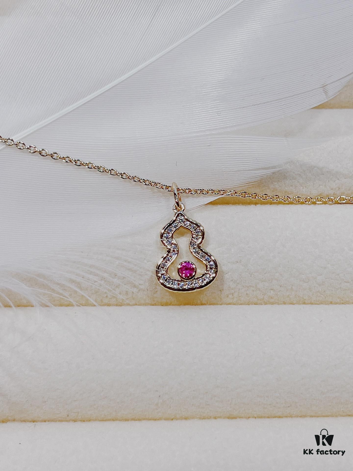 692fd91399f2d84055c8adc9 Brand New Wulu Legend Series Gourd Necklace, Rose Gold with Rubies, 40cm Elegant Layering Pendant for Delicate Sophistication