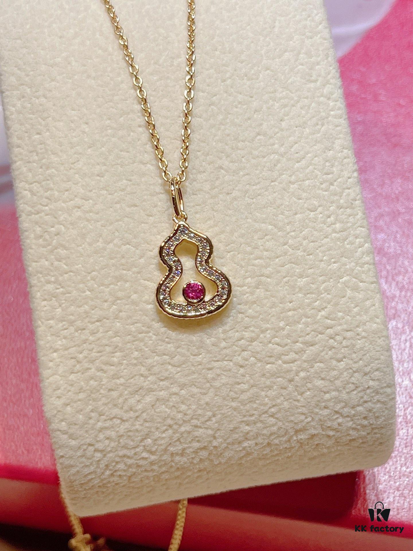 692fd91399f2d84055c8adcc Brand New Wulu Legend Series Gourd Necklace, Rose Gold with Rubies, 40cm Elegant Layering Pendant for Delicate Sophistication