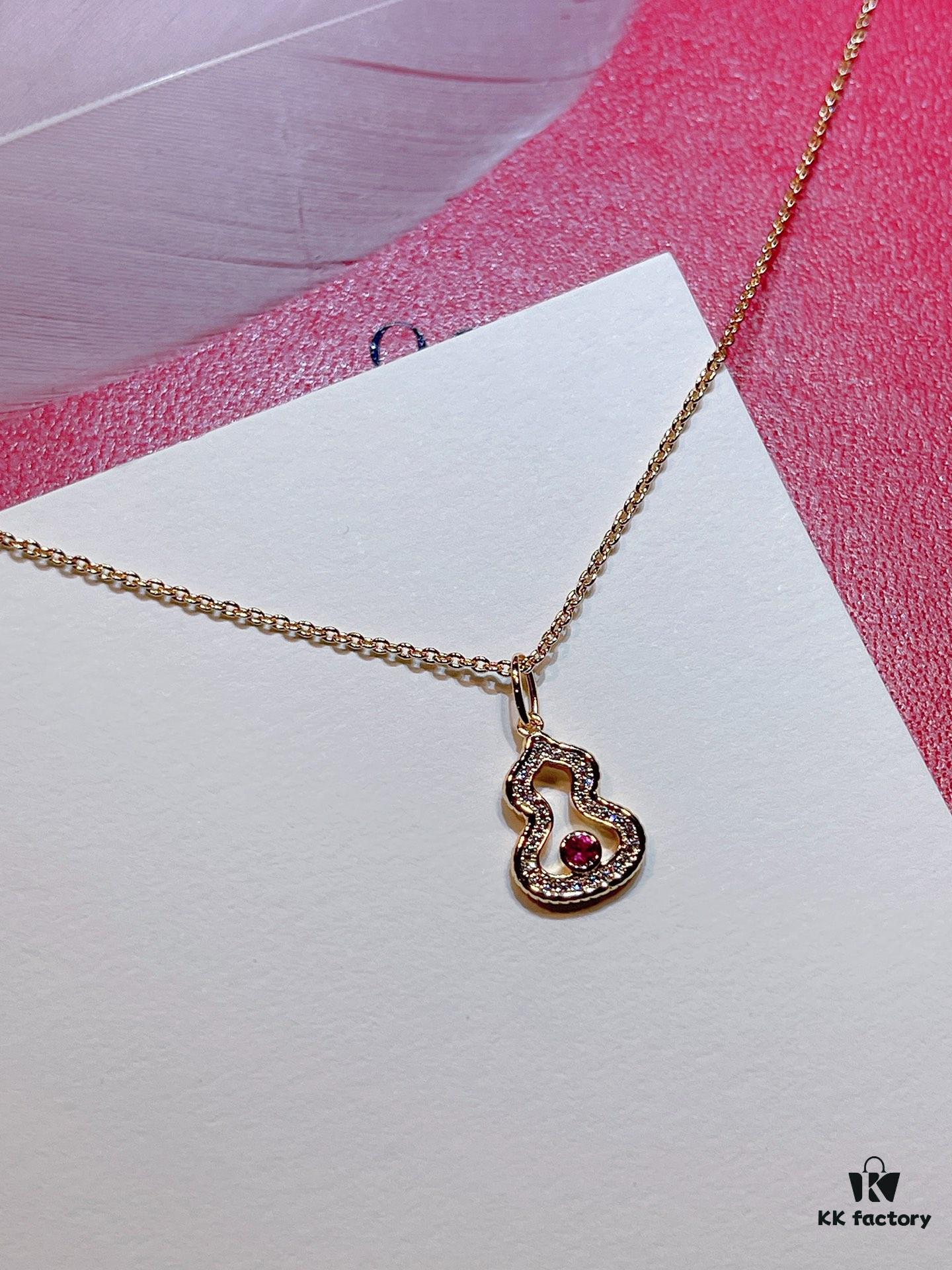 692fd93299f2d84055c8adff Brand New Wulu Legend Series Gourd Necklace, Rose Gold with Rubies, 40cm Elegant Layering Pendant for Delicate Sophistication