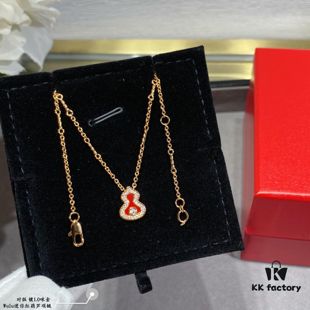 692fd93d99f2d84055c8ae14 Kirin Mini Diamond Red Gourd Necklace, Stylish and Versatile with Thick Gold Plating, Real Gold Feel, Eight Hearts and Eight Arrows High-Carbon Diamond, Small and Exquisite
