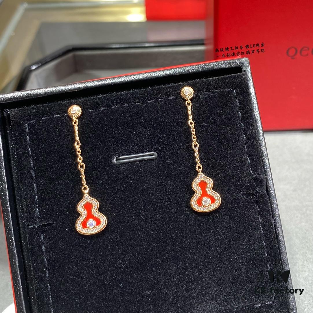 692fd93f99f2d84055c8ae1a Kirin Mini Diamond Red Gourd Earrings, High Aesthetic Appeal, Excellent Fit, Versatile Design, Thick Gold Plating with Real Gold Texture, Eight-Heart Eight-Arrow High-Carbon Diamonds, Small and Exquisite