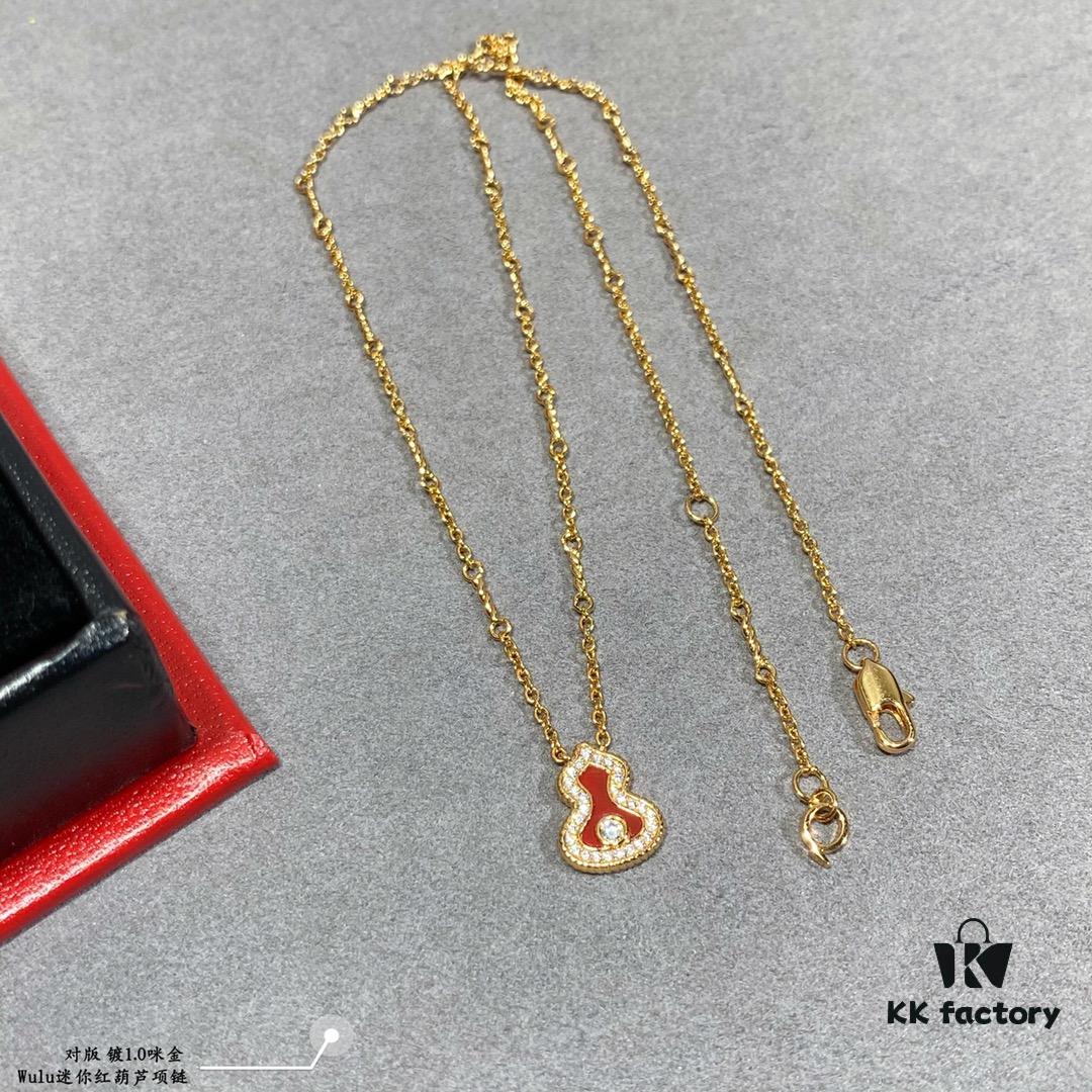 692fd94199f2d84055c8ae1c Kirin Mini Diamond Red Gourd Necklace, Stylish and Versatile with Thick Gold Plating, Real Gold Feel, Eight Hearts and Eight Arrows High-Carbon Diamond, Small and Exquisite