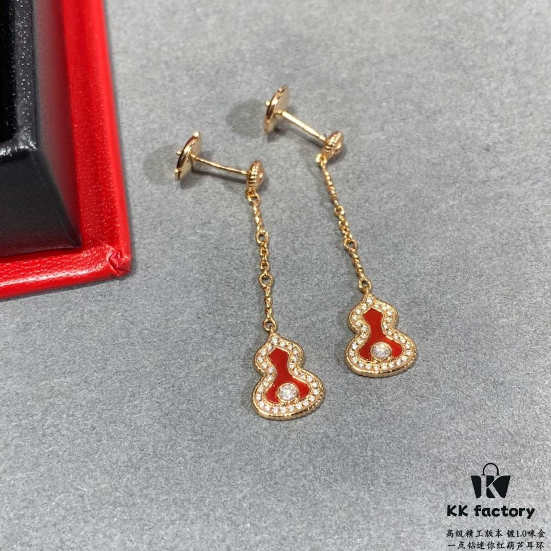 692fd94299f2d84055c8ae20 Kirin Mini Diamond Red Gourd Earrings, High Aesthetic Appeal, Excellent Fit, Versatile Design, Thick Gold Plating with Real Gold Texture, Eight-Heart Eight-Arrow High-Carbon Diamonds, Small and Exquisite