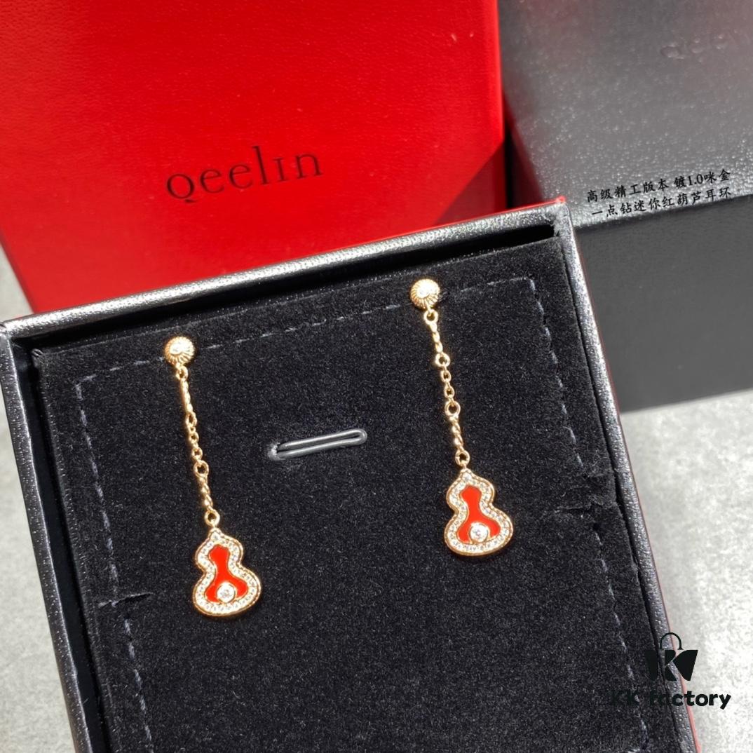 692fd94399f2d84055c8ae23 Kirin Mini Diamond Red Gourd Earrings, High Aesthetic Appeal, Excellent Fit, Versatile Design, Thick Gold Plating with Real Gold Texture, Eight-Heart Eight-Arrow High-Carbon Diamonds, Small and Exquisite