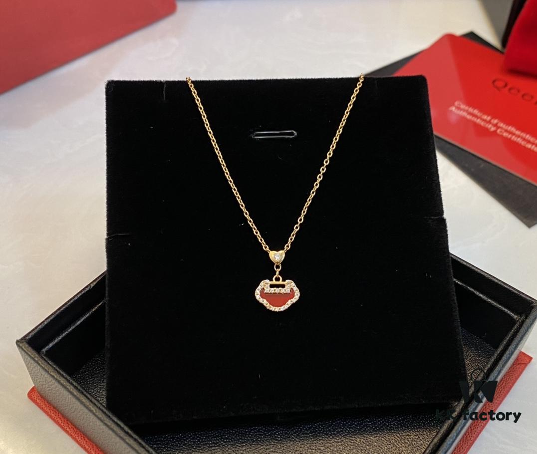 692fd9a099f2d84055c8aeaa Real Photo of Little Red Lock Pendant, Exquisitely Crafted with High-Grade Red Agate and Encrusted Diamonds Resembling a Traditional Ruyi Lock