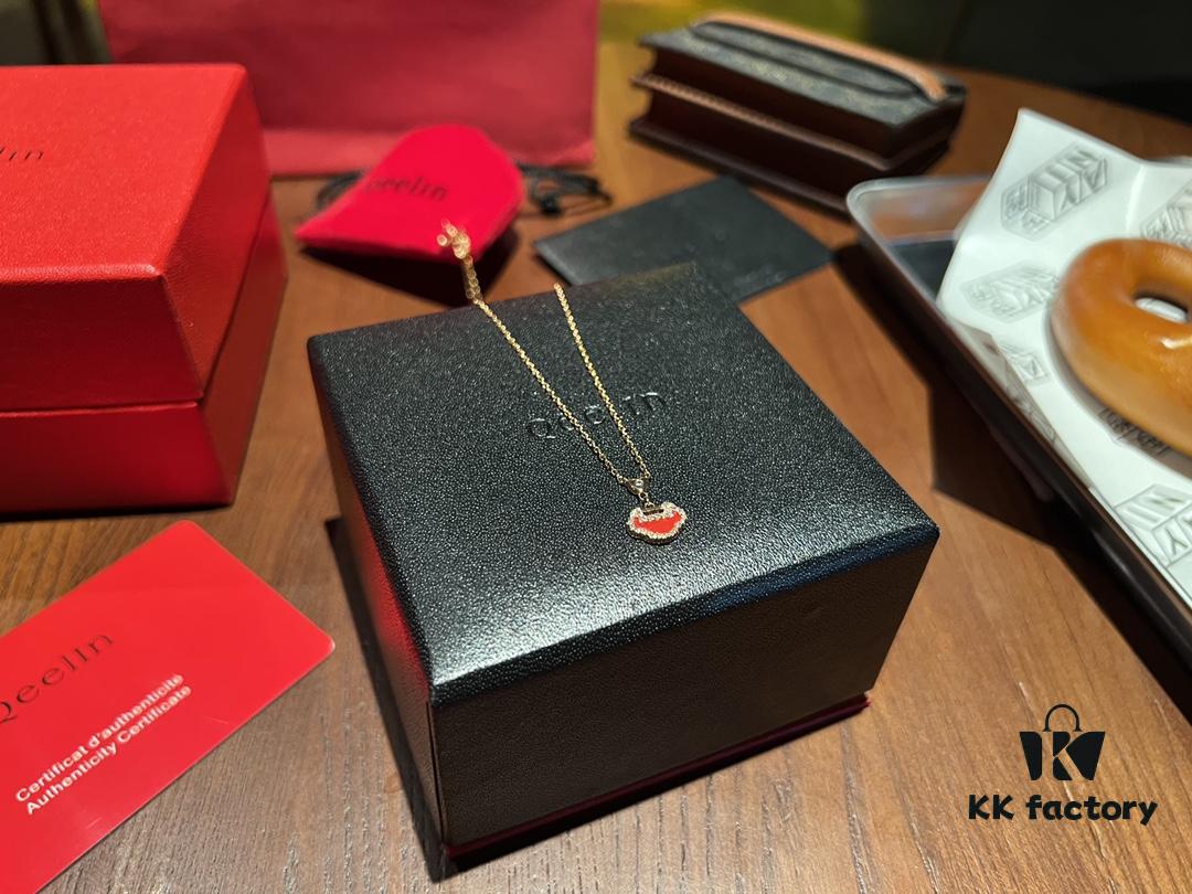 692fd9a599f2d84055c8aeb6 High-Grade Red Agate Pendant with Diamond Accents, Symbolizing Peace, Good Fortune, and Happiness