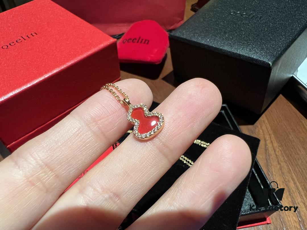 692fd9c999f2d84055c8aef2 Red Gourd Pendant Encrusted with Sparkling Rhinestones