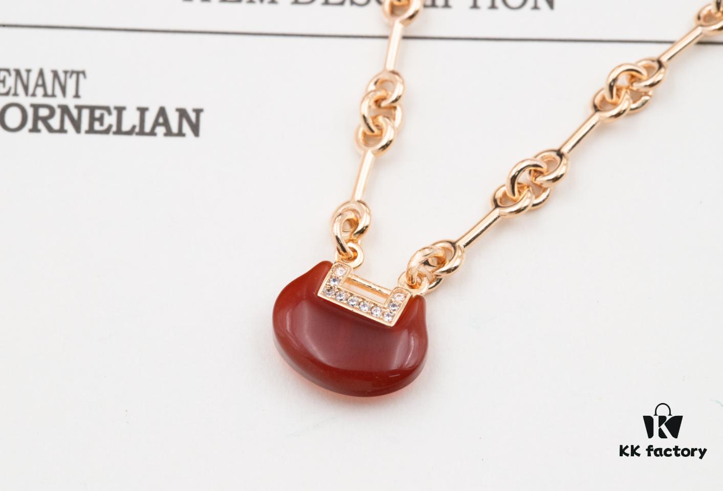 692fda2799f2d84055c8af5d Qeelin Kirin Yu Yi Series Red Agate Necklace-Bracelet, Good Fortune Lock Design