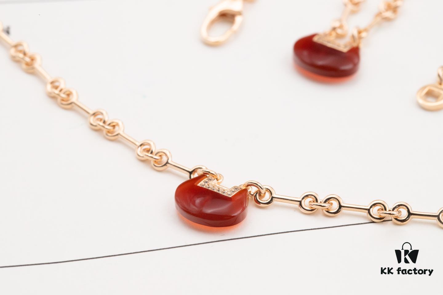 692fda2999f2d84055c8af5e Qeelin Kirin Yu Yi Series Red Agate Necklace-Bracelet, Good Fortune Lock Design