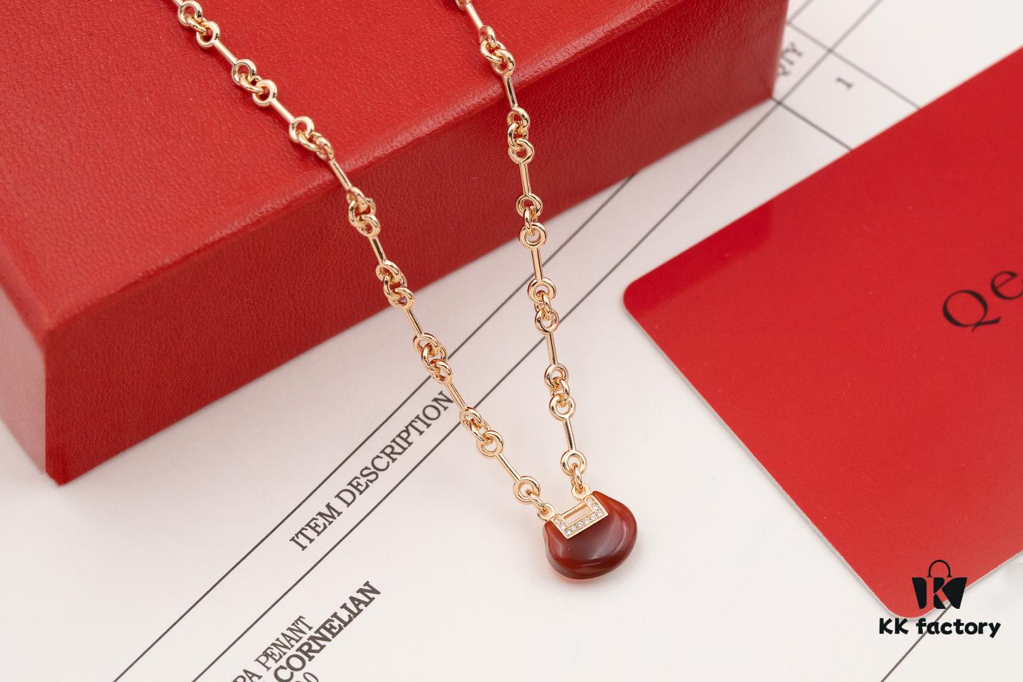 692fda2999f2d84055c8af5f Qeelin Kirin Yu Yi Series Red Agate Necklace-Bracelet, Good Fortune Lock Design