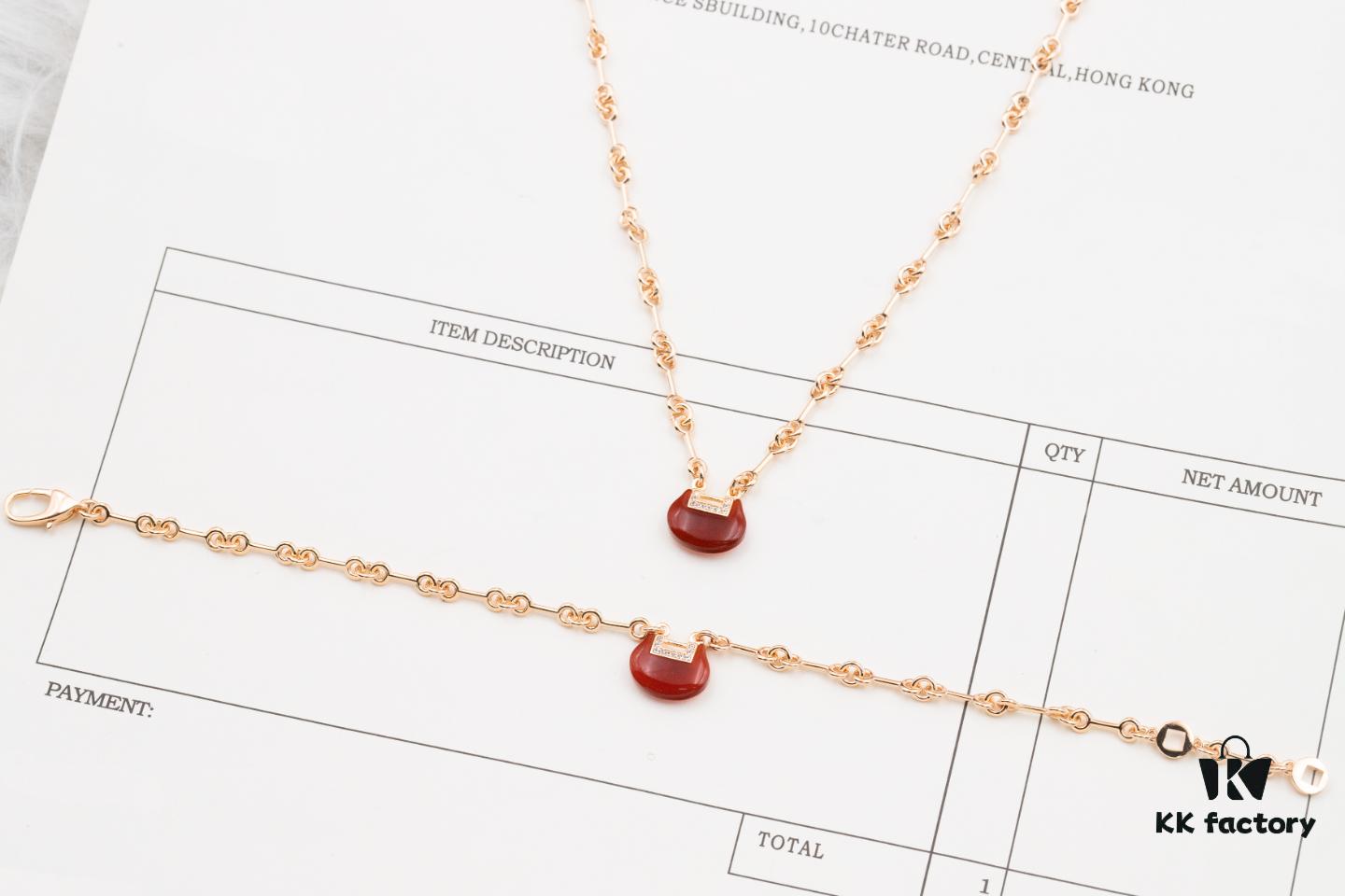 692fda2a99f2d84055c8af60 Qeelin Kirin Yu Yi Series Red Agate Necklace-Bracelet, Good Fortune Lock Design