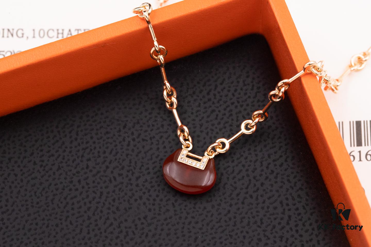 692fda2e99f2d84055c8af63 Qeelin Kirin Yu Yi Series Red Agate Necklace-Bracelet, Good Fortune Lock Design