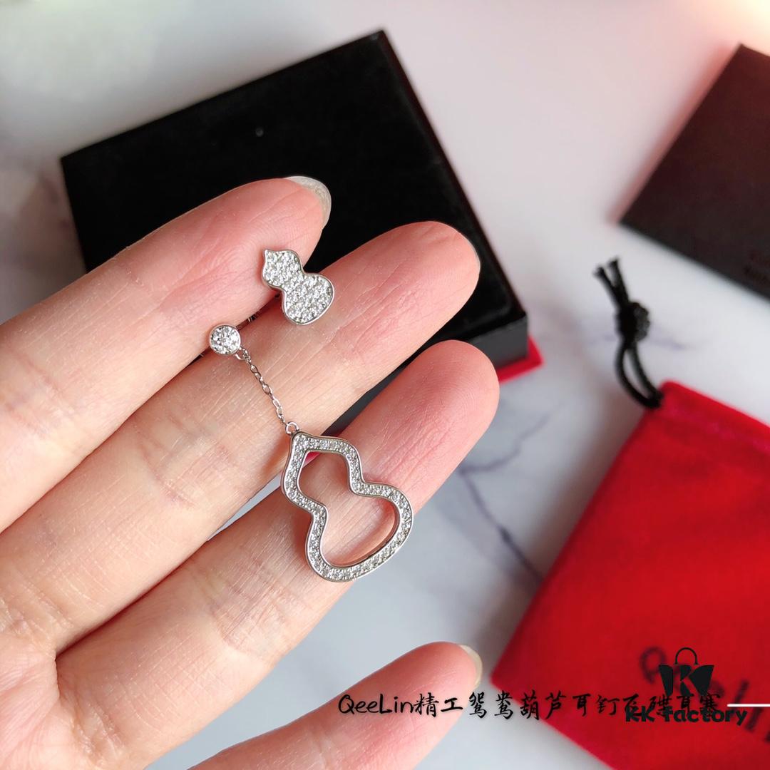 Kirin Yingyang Gourd Earrings, Stylish and Elegant, Pure Silver with Thick Gold Plating