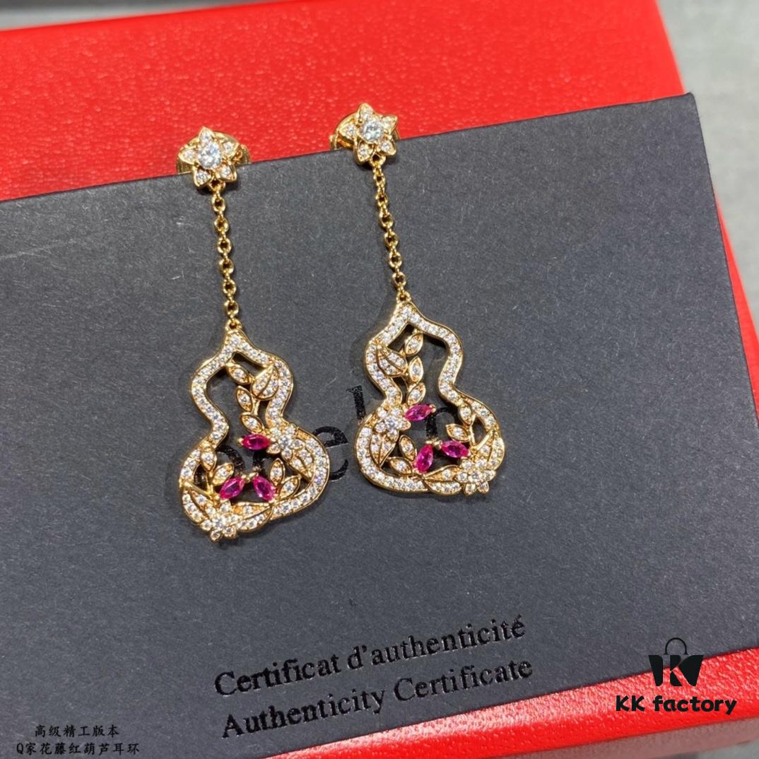 Kirin Flower Vine Red Wulu Earrings