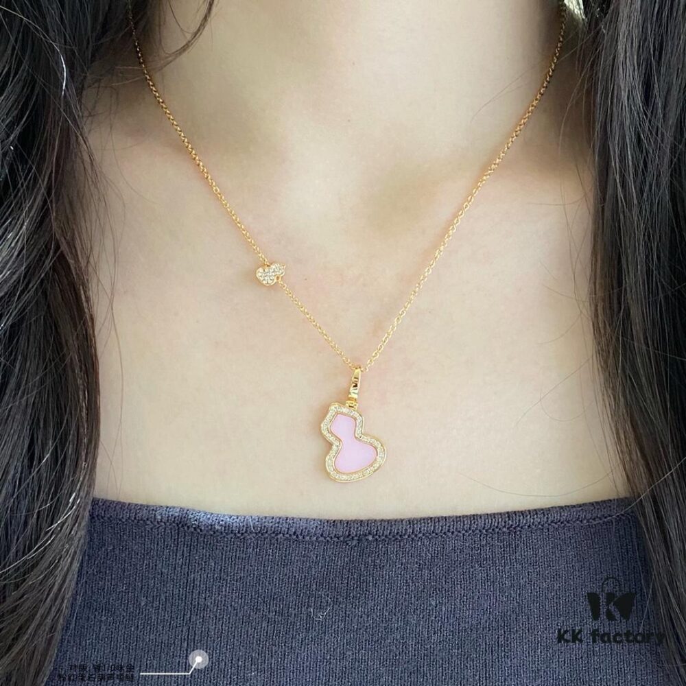 692fda8099f2d84055c8afcf V Gold Material Kylin Pink Opal Gourd Necklace, Stylish and Versatile with Thick Gold Plating, Real Gold Look, Eight-Heart Eight-Arrow High-Carbon Diamond, Small and Exquisite