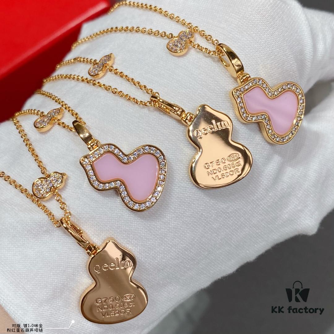 692fda8299f2d84055c8afd2 V Gold Material Kylin Pink Opal Gourd Necklace, Stylish and Versatile with Thick Gold Plating, Real Gold Look, Eight-Heart Eight-Arrow High-Carbon Diamond, Small and Exquisite