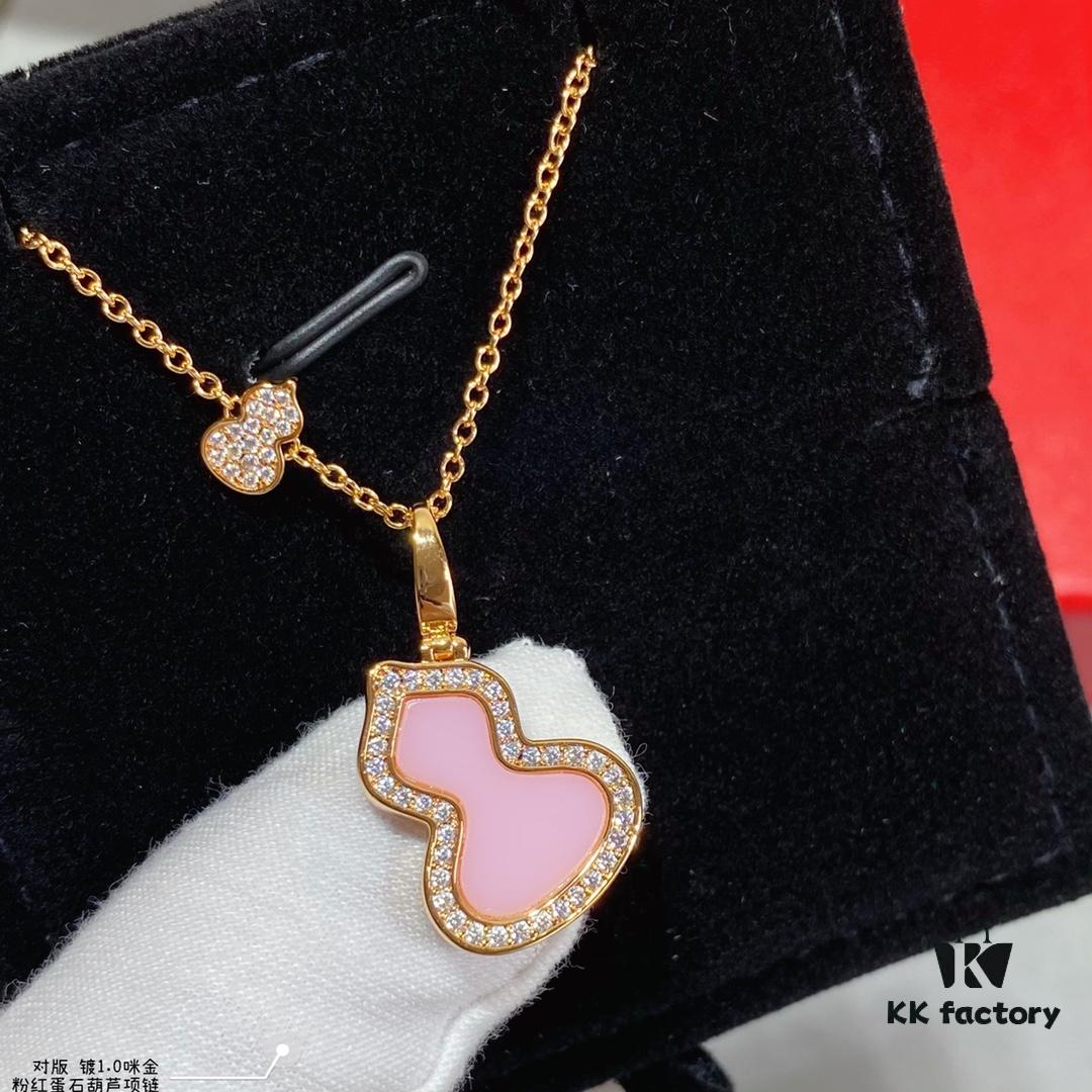 692fda8599f2d84055c8afd5 V Gold Material Kylin Pink Opal Gourd Necklace, Stylish and Versatile with Thick Gold Plating, Real Gold Look, Eight-Heart Eight-Arrow High-Carbon Diamond, Small and Exquisite