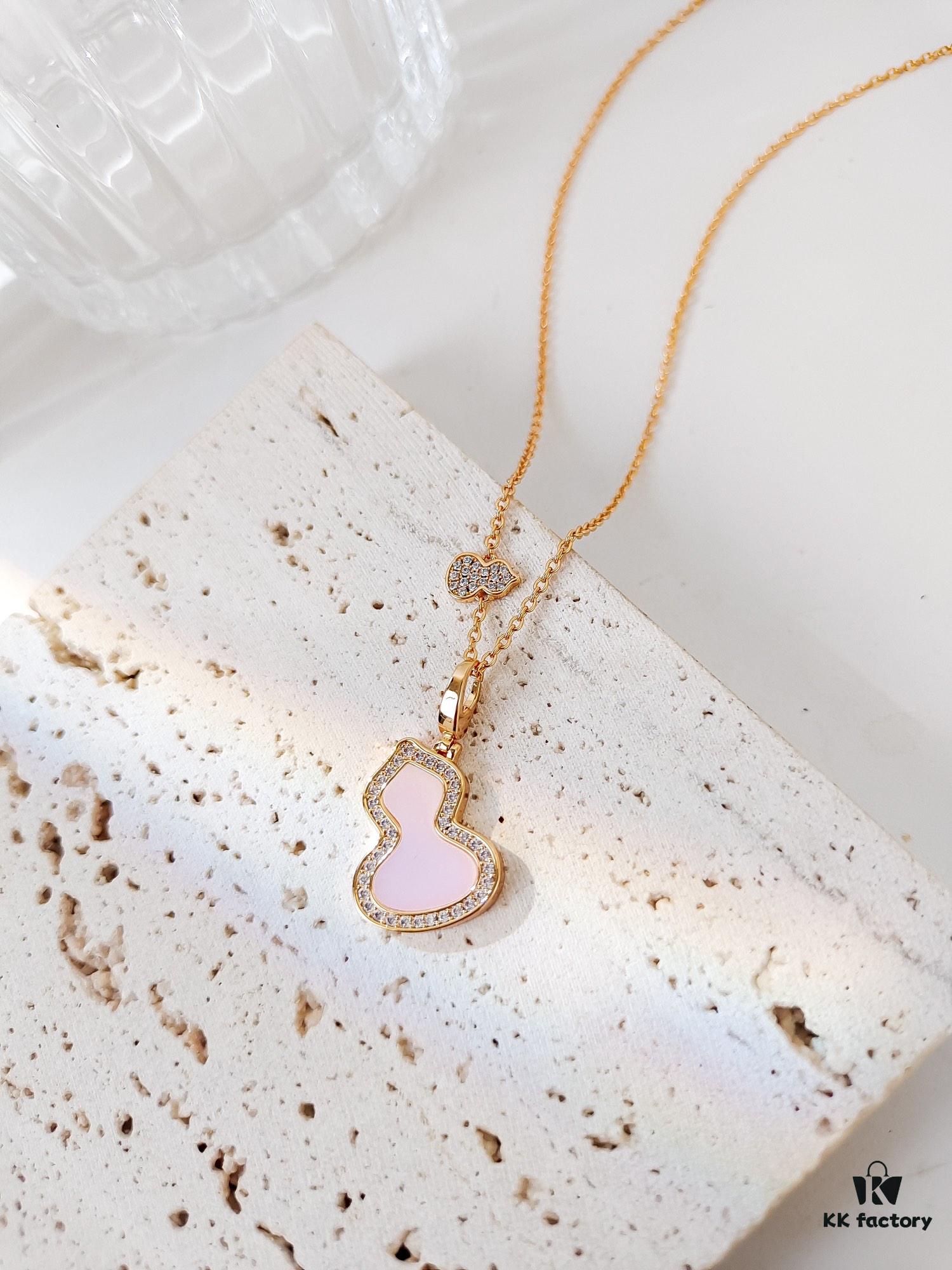692fda9899f2d84055c8afed Exquisitely Crafted Gourd Pendant Necklace with Hand-Set Stones, V-Gold Material, Unique Design