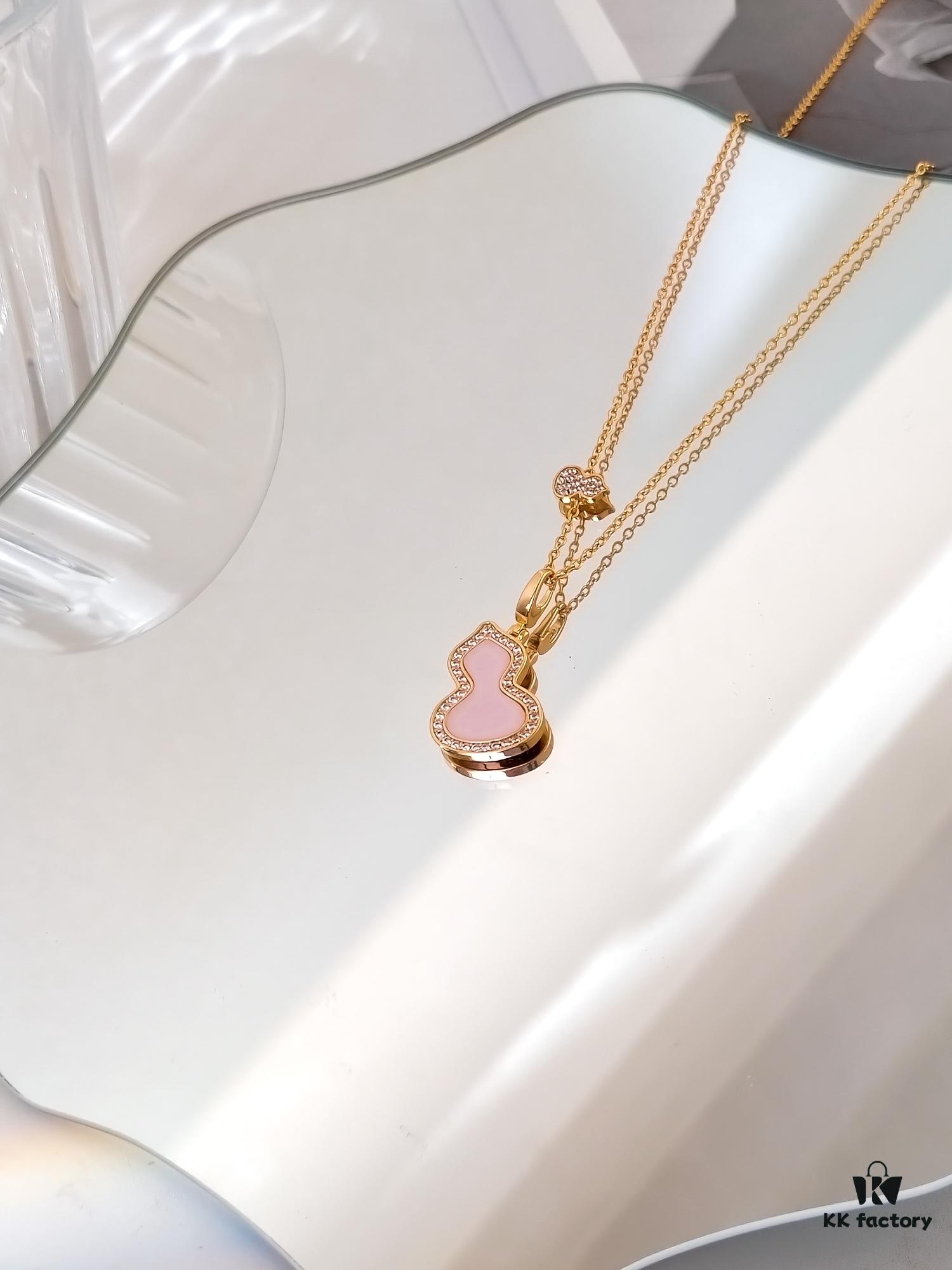 692fda9899f2d84055c8afee Exquisitely Crafted Gourd Pendant Necklace with Hand-Set Stones, V-Gold Material, Unique Design