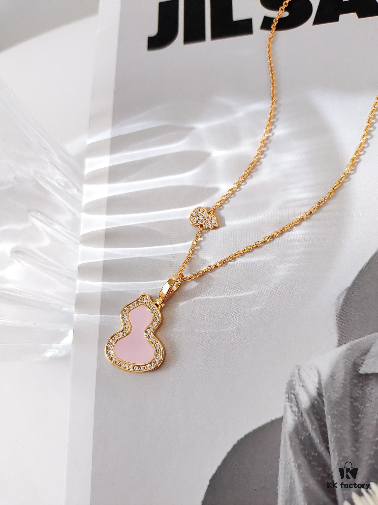 692fda9999f2d84055c8afef Exquisitely Crafted Gourd Pendant Necklace with Hand-Set Stones, V-Gold Material, Unique Design
