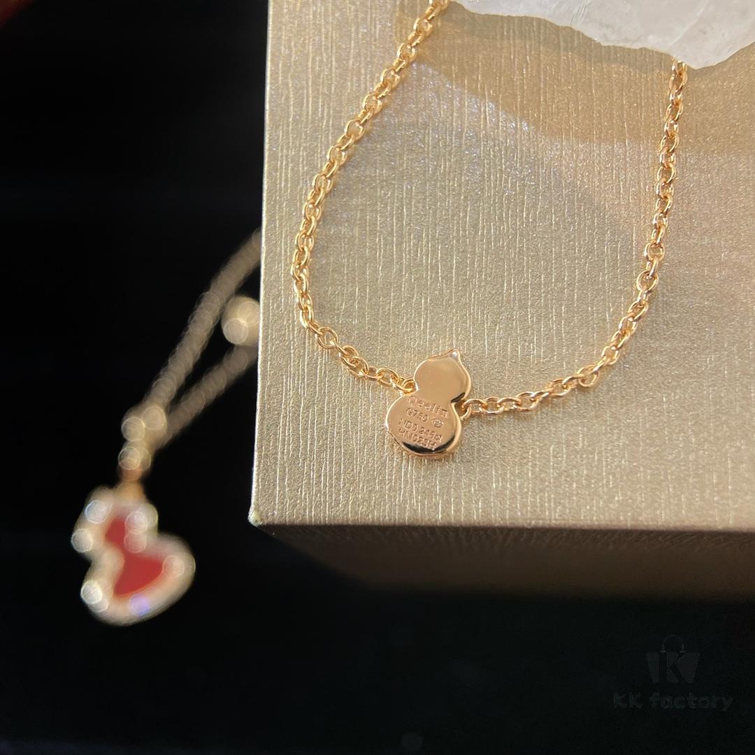 692fdaa199f2d84055c8affa Exquisitely Crafted Gourd Pendant Necklace with Hand-Set Stones in V-Gold