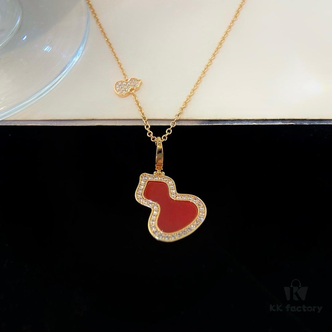 692fdaa299f2d84055c8affe Exquisitely Crafted Gourd Pendant Necklace with Hand-Set Stones in V-Gold