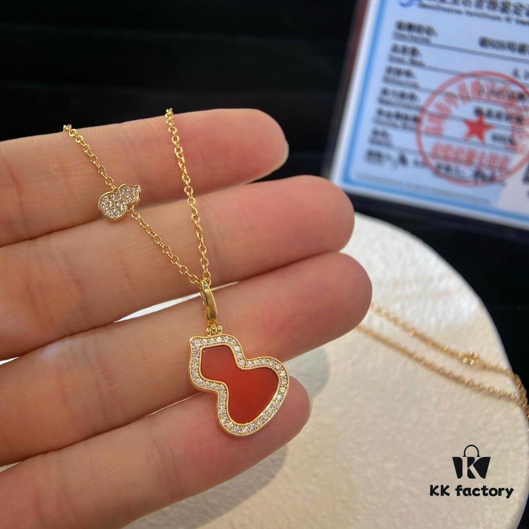692fdaa399f2d84055c8afff Exquisitely Crafted Gourd Pendant Necklace with Hand-Set Stones in V-Gold