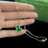 Exquisitely Crafted Gourd Pendant Necklace with Hand-Set Stones in V-Gold