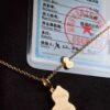 Exquisitely Crafted Gourd Pendant Necklace with Hand-Set Stones in V-Gold