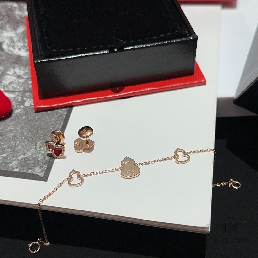692fdac999f2d84055c8b036 Qeelin Qilin Gourd Red Agate Bracelet and Earrings Set