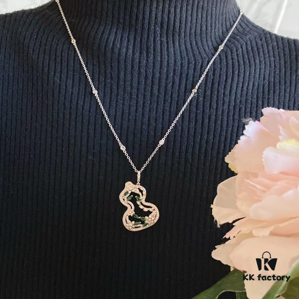 692fdacf99f2d84055c8b03d Kirin Flower Vine Green Jade Gourd Necklace, Wearing Qeelin Wulu Lace Gourd Adorns the Overall Look with Magnificent Elegance and Graceful Bloom