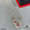 692fdad099f2d84055c8b03f Qeelin Wulu Lace Red Gourd Necklace with Hibiscus Vine Design, Elegantly Adorned with Sparkling Details